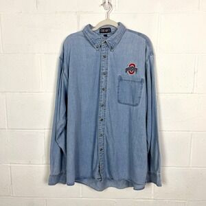 Vintage Time Out Ohio State Denim Shirt Mens XXXL Embroidered Logo Football Fan